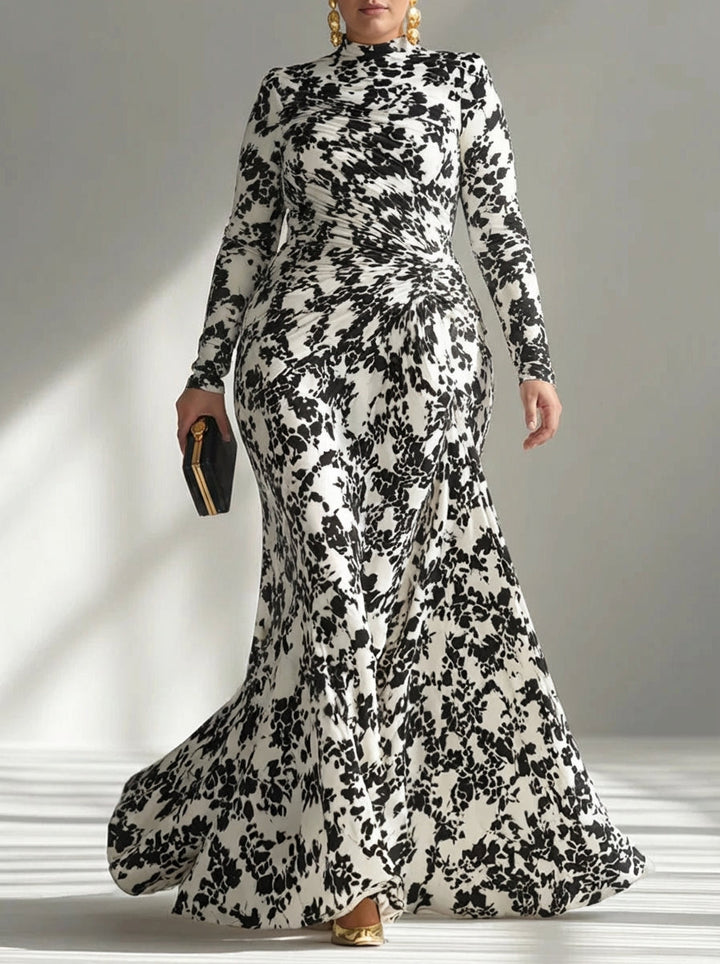 Aurelia | Musta ja valkoinen kuvioitu venyvä sekoitushame