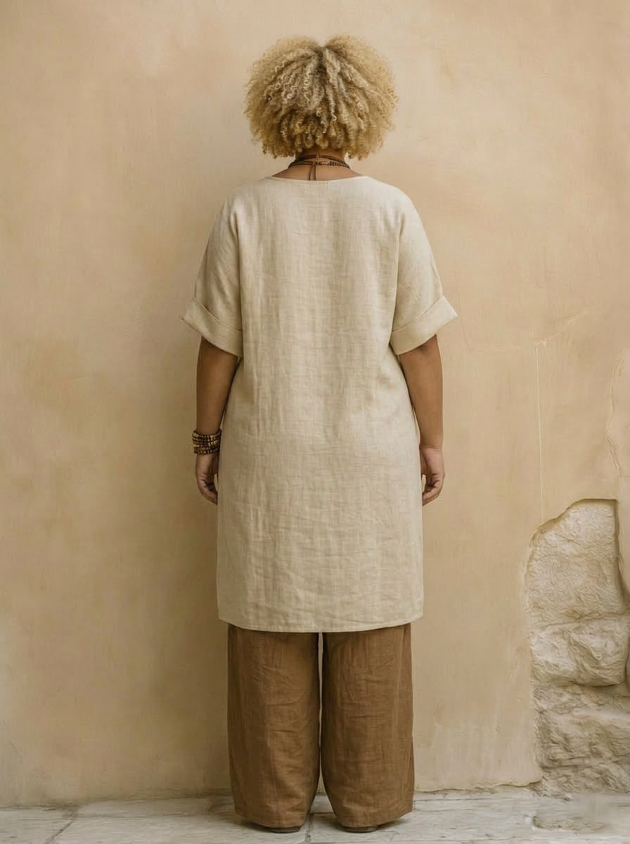 Alessia | Tummanharmaa &amp; Ruskea Tribal Print Kolmiosainen Setti