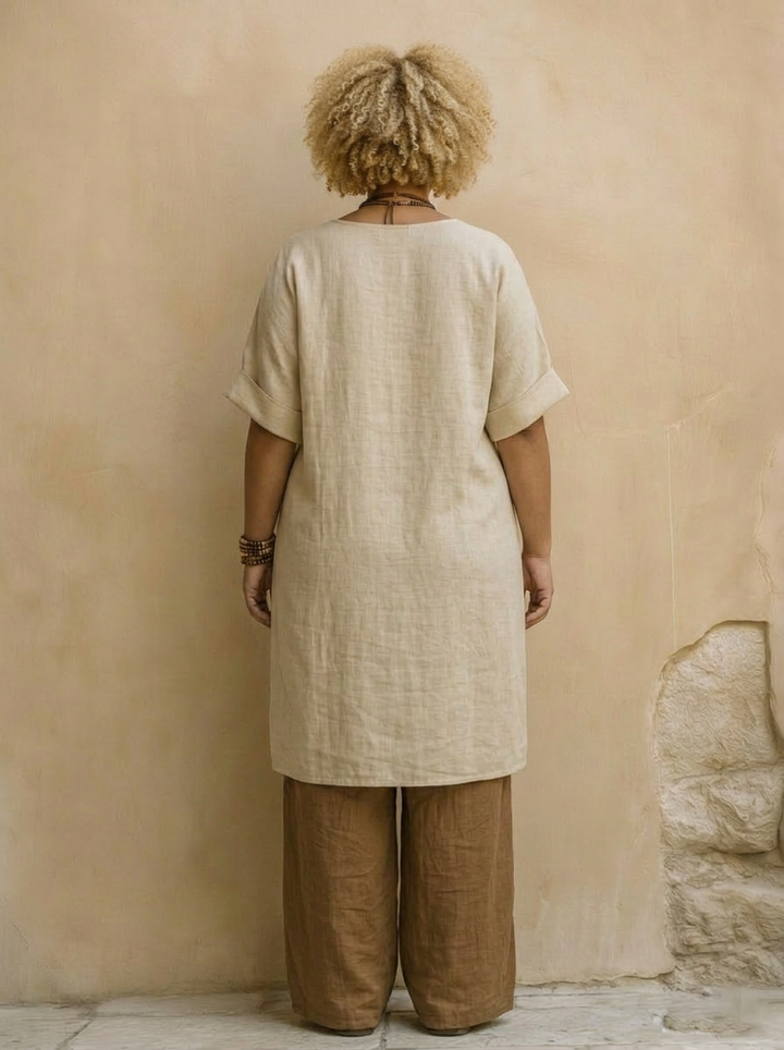 Alessia | Tummanharmaa &amp; Ruskea Tribal Print Kolmiosainen Setti