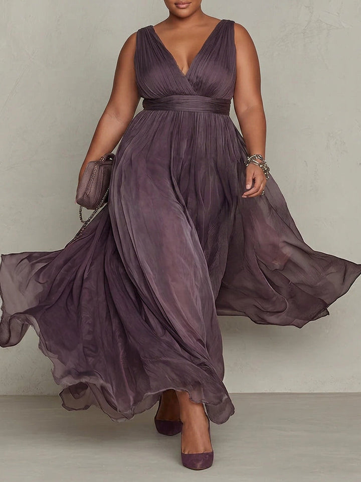 Aveline | Vintage Tyylikäs Chiffon Maxi Mekko