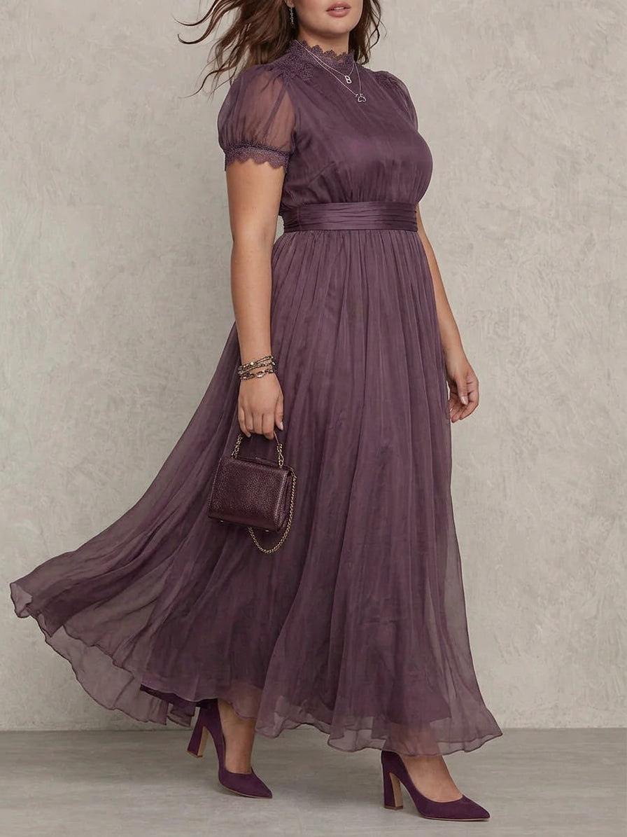 Aveline | Vintage Tyylikäs Chiffon Maxi Mekko