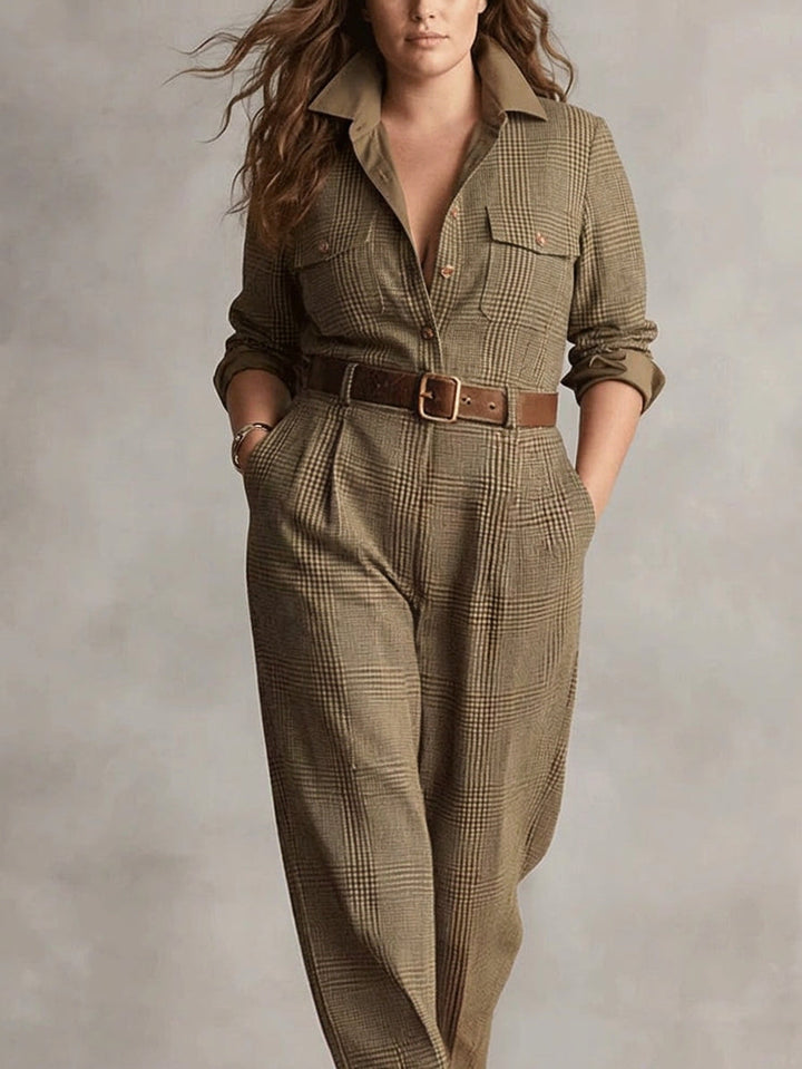Alessia - Ruskea Sophisticated Plaid Haalaripuku