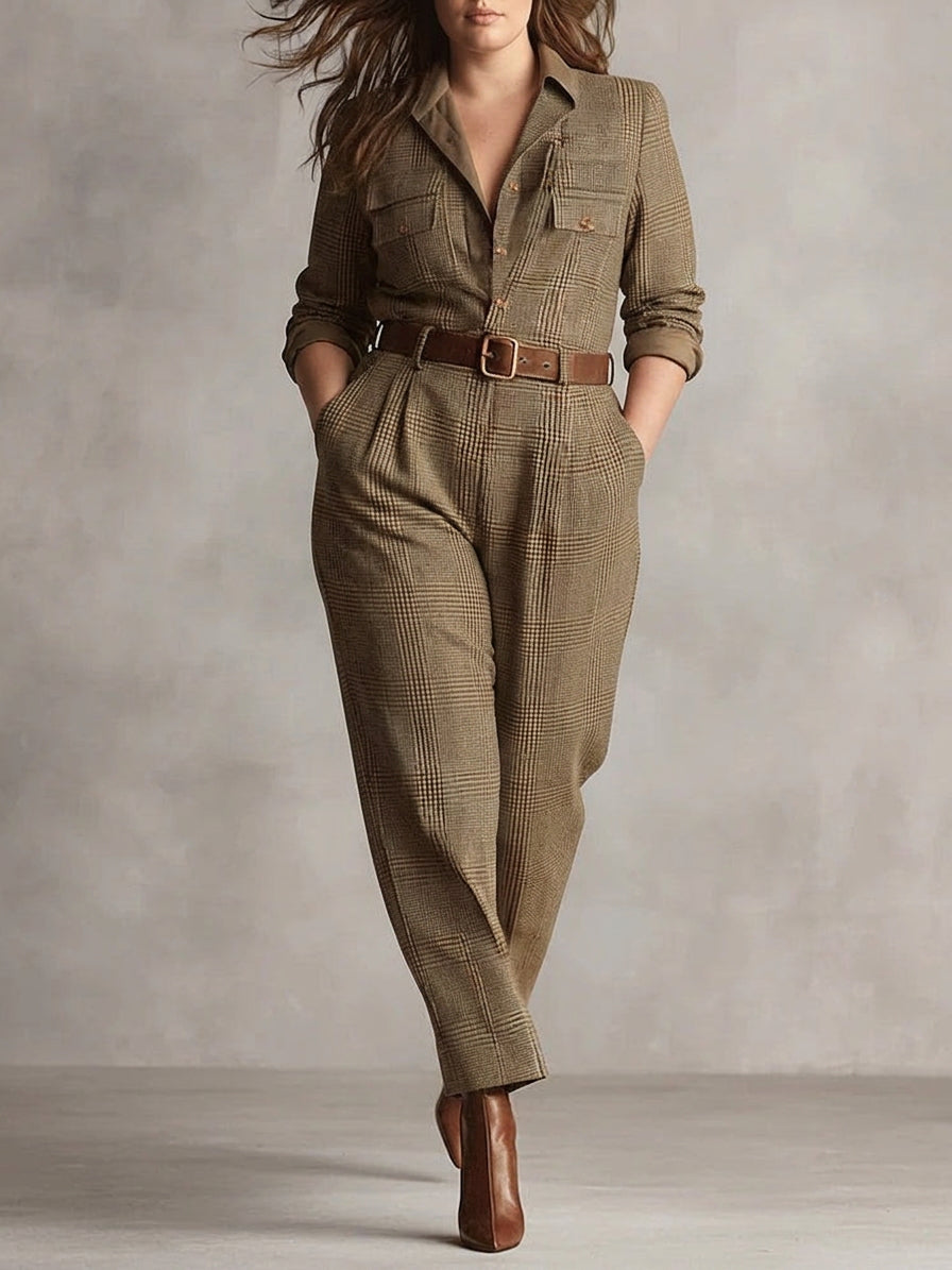 Alessia - Ruskea Sophisticated Plaid Haalaripuku