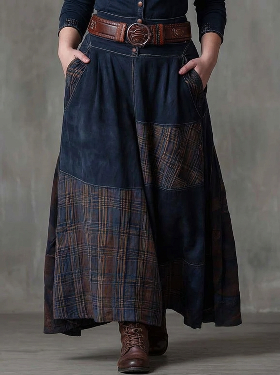 MALI | VINTAGE NAVY CHECK MAXI MEKKO