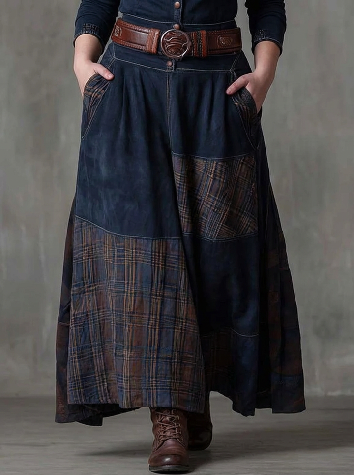 MALI | VINTAGE NAVY CHECK MAXI MEKKO