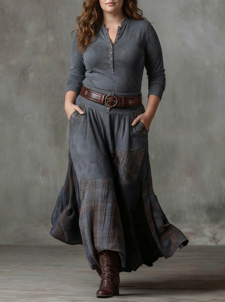 MALI | VINTAGE NAVY CHECK MAXI MEKKO
