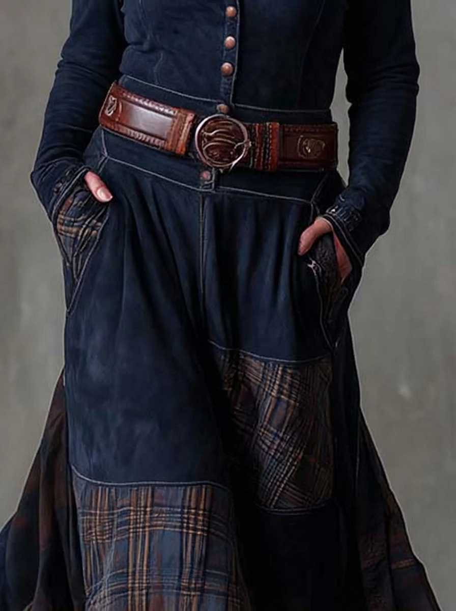 MALI | VINTAGE NAVY CHECK MAXI MEKKO