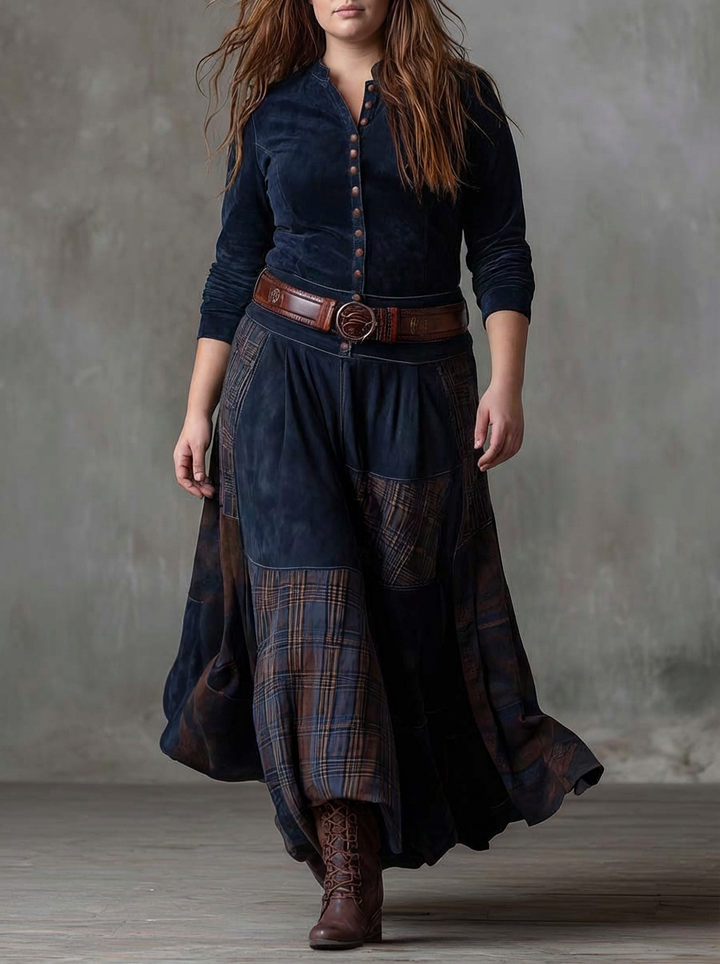 MALI | VINTAGE NAVY CHECK MAXI MEKKO