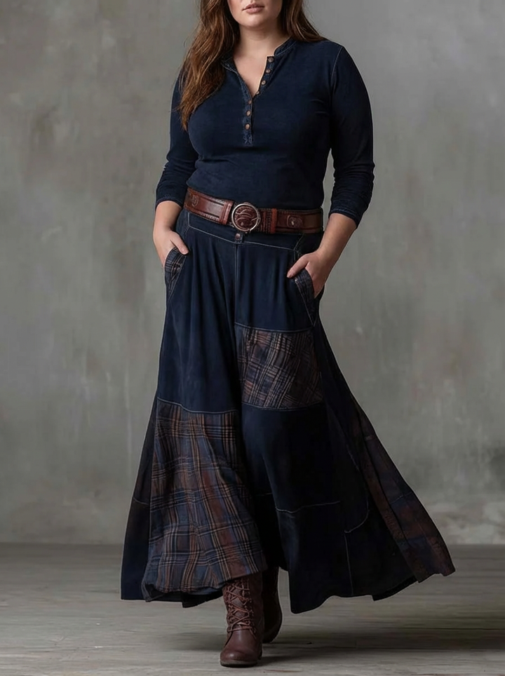 MALI | VINTAGE NAVY CHECK MAXI MEKKO