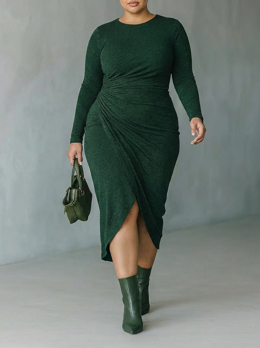 POSY | ASYMMETRINEN PLEATED WRAP MIDI MEKKO