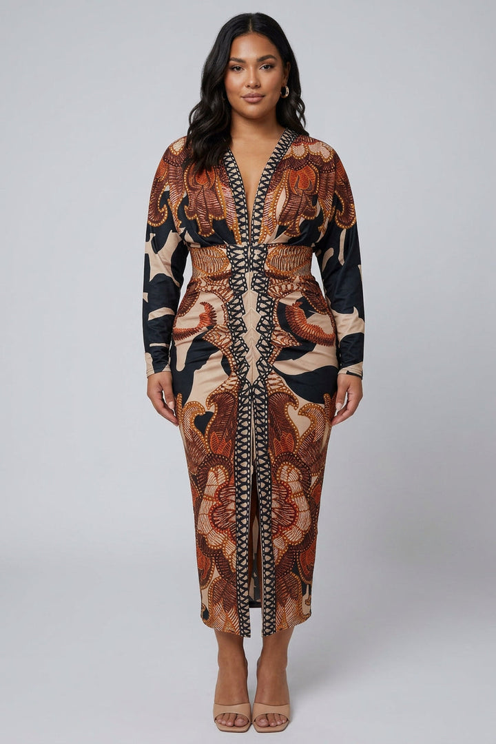 Signy | Aurinkopako Uniikki Printti Dolman Midi Mekko