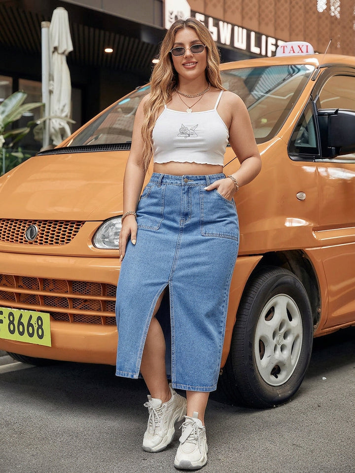 Nia Halkaistu Denim-hame
