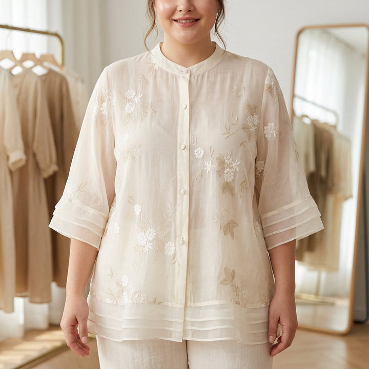 Delia | Tyylikäs toppi brodeeratuilla kukilla