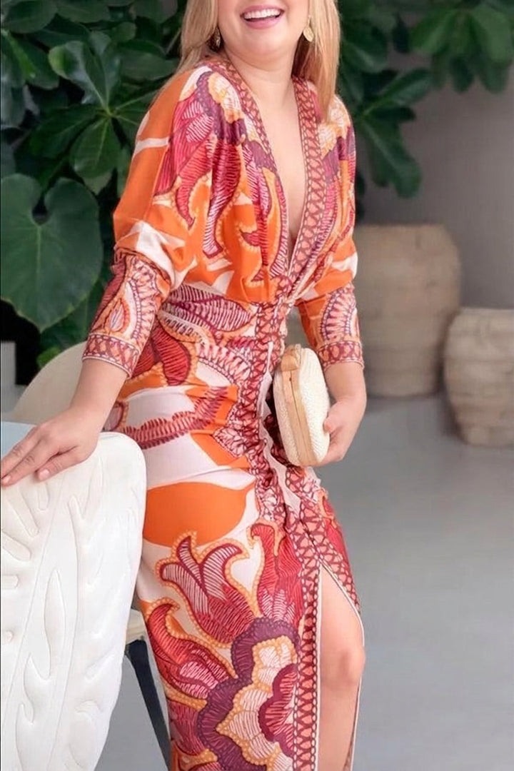 Signy | Aurinkopako Uniikki Printti Dolman Midi Mekko