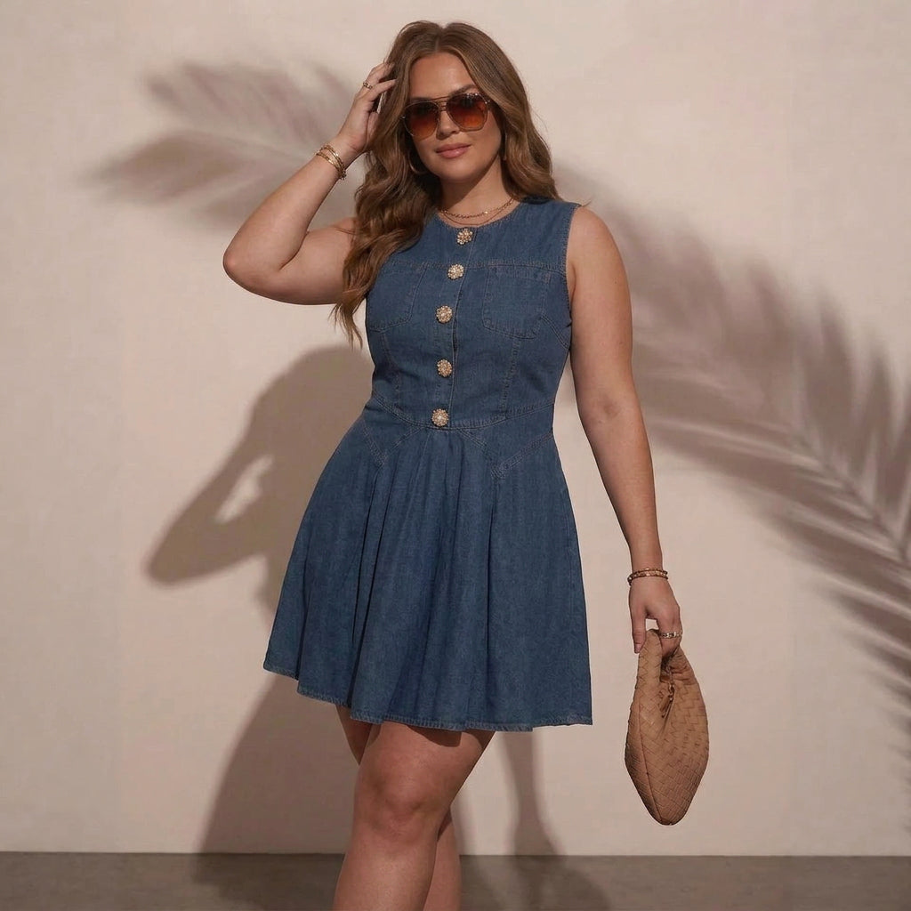 Astrid Olkaimeton Denim-mekko