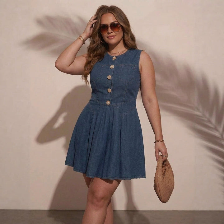 Astrid Olkaimeton Denim-mekko