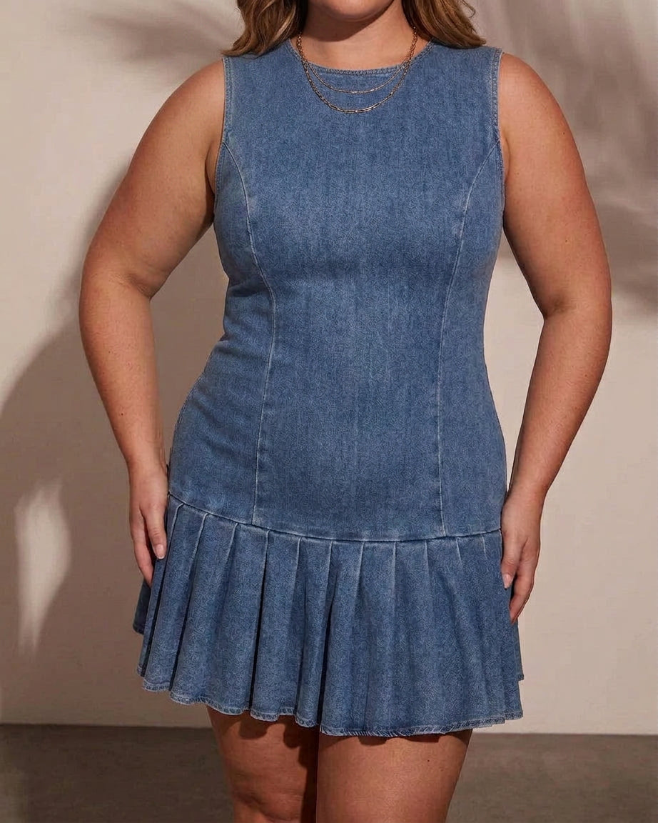 Saffron Pleated Denim Dress