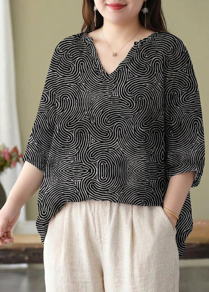 Estelle - Boutique Vaaleanpunainen V-kaula-aukko Printti Rentoa Syksyn Puolihihasta Puserot