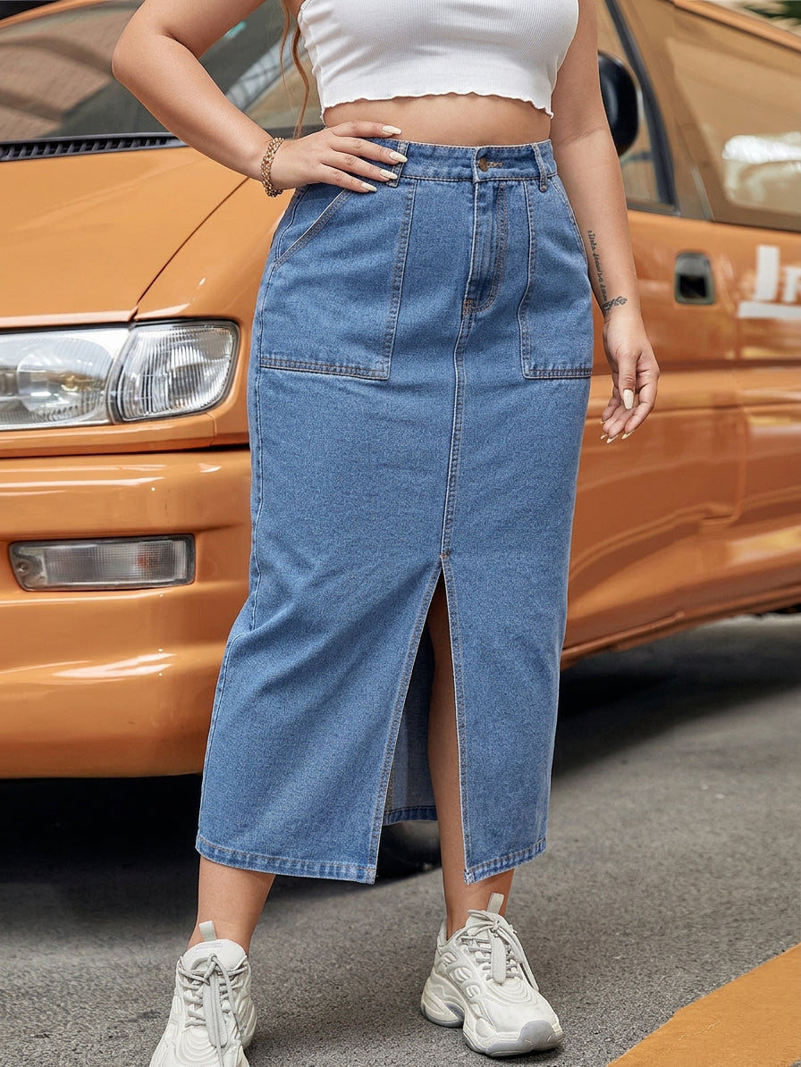 Nia Halkaistu Denim-hame