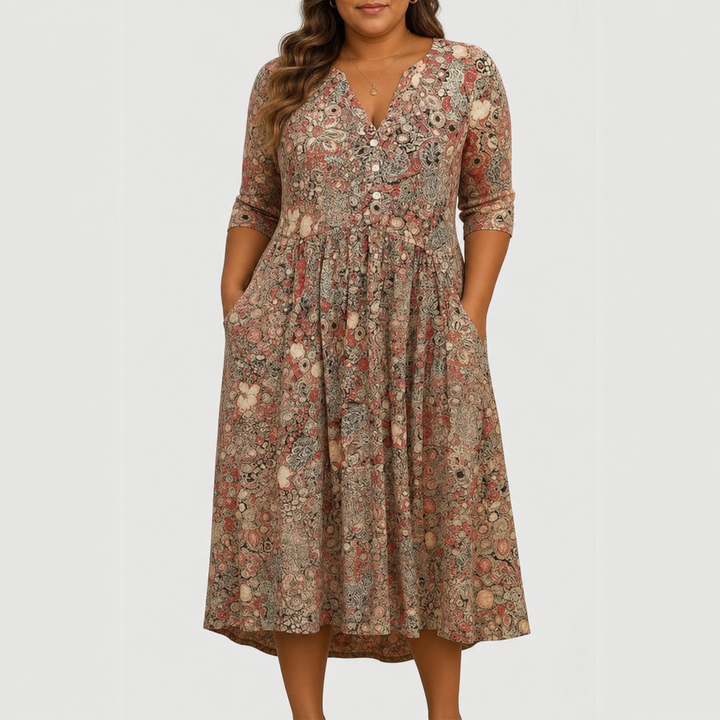 Evelyn | Elegantti Midi Mekko Taskuilla
