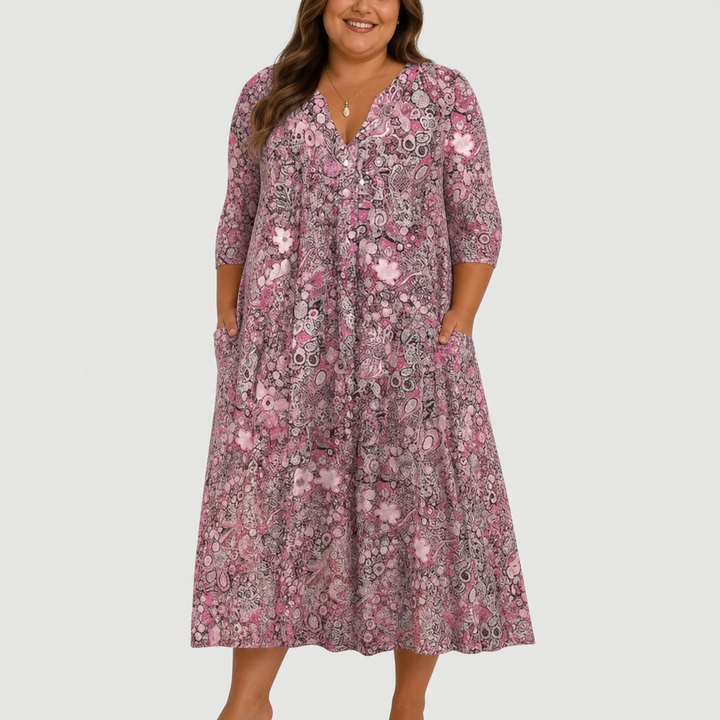 Evelyn | Elegantti Midi Mekko Taskuilla