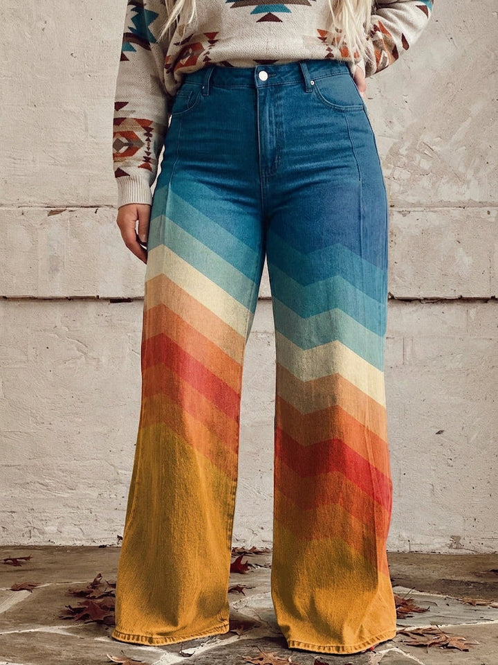 Solene - Elegantit Retro Zikzak-housut