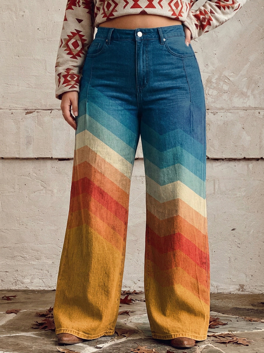 Solene - Elegantit Retro Zikzak-housut