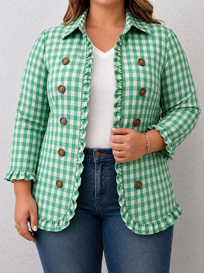 Vichyruudullinen Paitatakki Röyhelöillä