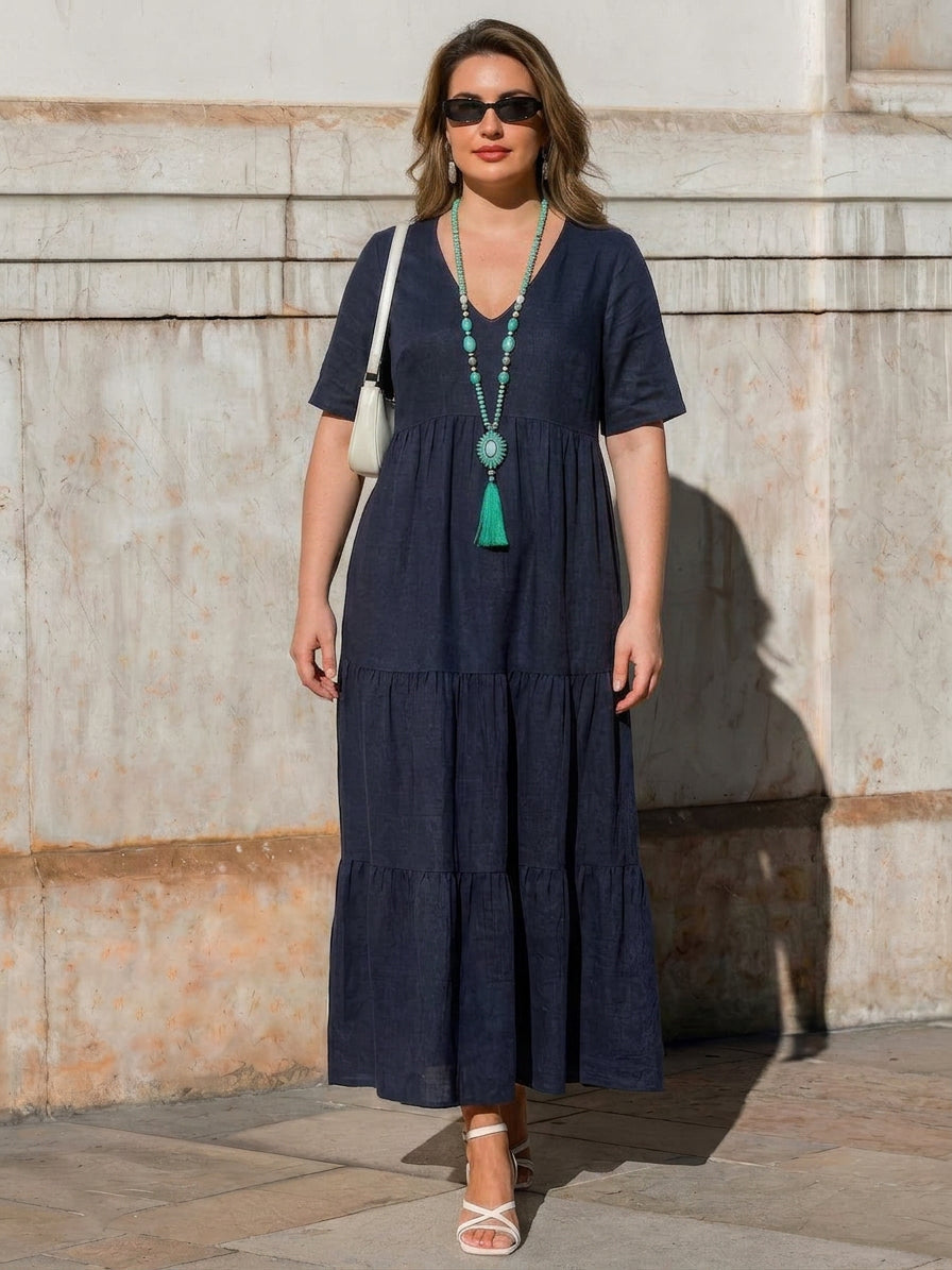 Perdita - V-pääntie Maxi Mekko