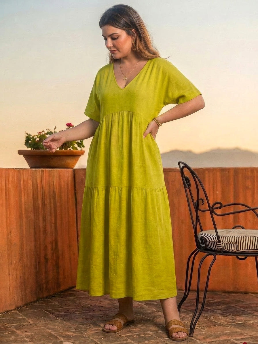 Perdita - V-pääntie Maxi Mekko